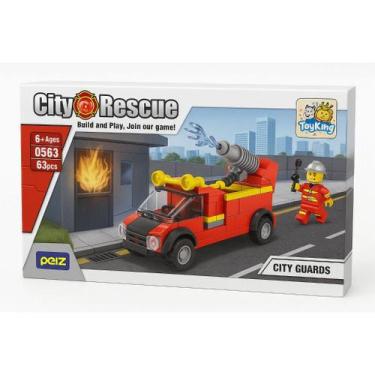 Imagem de City Rescue Guard Brinquedo Educativo Blocos de Montar 63 Peças Guarda