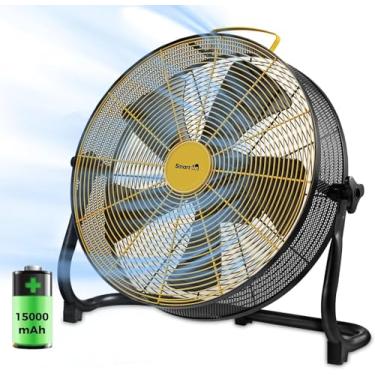 Imagem de Smartele Ventilador de chão QF16 de 40 cm operado por bateria, carregamento rápido, 15000 mAh, recarregável, ventilador de alta velocidade de 2500 CFM para pátio, academia, acampamento, viagem
