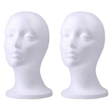 Imagem de Foraineam – Pacote com 2 unidades de cabeça de manequim de isopor, cabeça de modelo, cosméticos, peruca, espuma para exibição de manequim