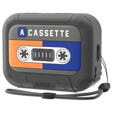 Imagem de Cassete fita de silicone para airpods 4 gen (2024) 3d fofo de silicone macio capa protetora de geração de pele,Blue