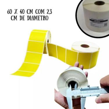 Imagem de Rolos 10.000 etiqueta termica autocolante com 5 unidades amarela 6x4cm