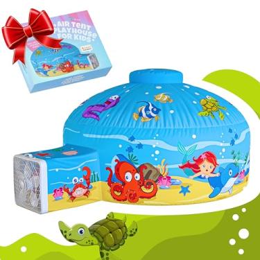 Imagem de Skywin Inflatable Air Tent for Kids (77” x 50”), Perfect for Social or Solo Imaginative Play, Blow Up Tent, Sets Up and Stores Away in Seconds, Toddler Playhouse (Fan NOT Included) (Blue Ocean)