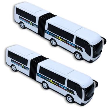 Imagem de 2 Ônibus Brinquedo Articulado Metropolitano Plástico Grande (2 Branco)
