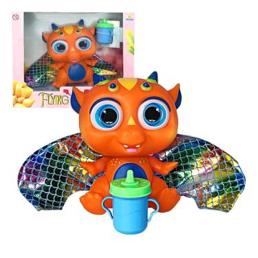 Imagem de Bebê Dragão Branco Ou Laranja Com Asas E Mamadeira Cor:laranja