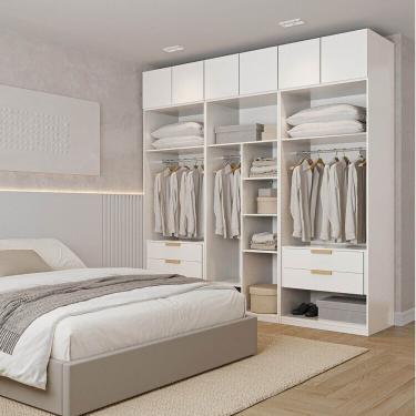 Imagem de Guarda Roupa Modulado 6 Peças 6 Portas Jade Cabecasa Branco Fosco