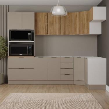 Imagem de Cozinha Modulada 7 Peças Sem Tampo Com Rodapé Ipanema Cabecasa Madeiramadeira Fendi Trama-acácia