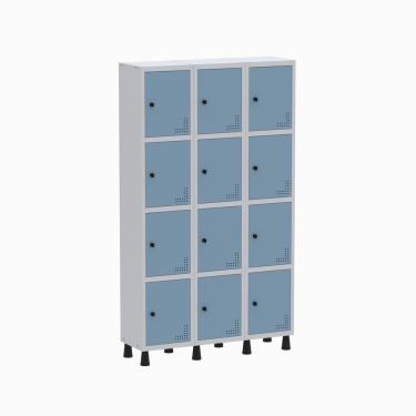 Imagem de Roupeiro Aço Light 3v 12 Portas Gr303/12 Cinza/azul