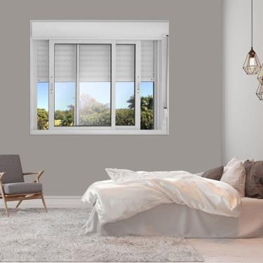 Imagem de Kit Com 2 Janelas De Correr 2 Folhas Móveis Com Persiana Integrada 120x150cm Blackout Vidro Liso Branco