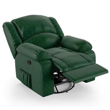 Imagem de Poltrona Do Papai Reclinável Pietra Glider Giratória Fh9 Pu Verde Musgo - Mpozenato