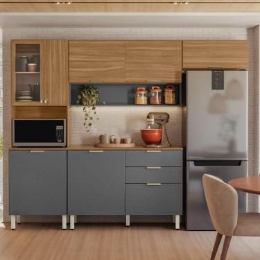 Imagem de Cozinha Compacta Demóbile Aspen com Balcão, 8 Portas, 2 Gavetas e 3 Prateleiras – 250cm de largura