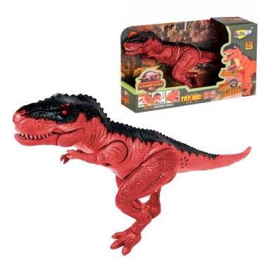 Imagem de Brinquedo Dinossauro Com Luz Som Rugido Realista E Boca Articulada Par