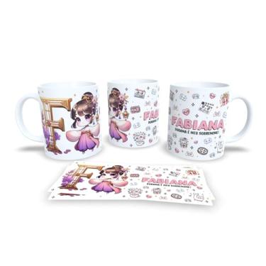 Imagem de Caneca branca Dorama, uso exclusivo dorameira, alfabeto dorama, personalizada com nome (F)