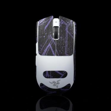 Imagem de Hokeyio Fita aderente para Razer Viper V3 Pro - antiderrapante, controle aprimorado, resistência ao suor, melhora a aderência FPS para jogos e proteção do mouse [pré-corte] preto roxo