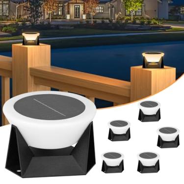 Imagem de PAKEDANDUN Pacote com 6 lâmpadas solares de poste de luz solar de LED para ambientes externos do crepúsculo ao amanhecer IP54, lâmpada de luxo 3000K para postes de madeira de vinil 4 x 4, 5 x 5 ou 6 x