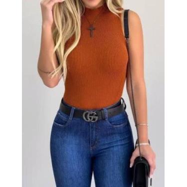 Imagem de Blusa trico gola alta regata com elastano fashion - filo modas, Fucsia