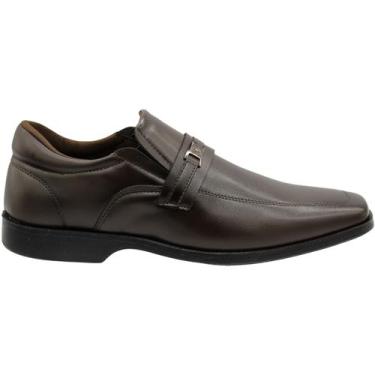 Imagem de Sapato Social West Line Sem Cadarço Aplique Metal Masculino, Marrom, 4