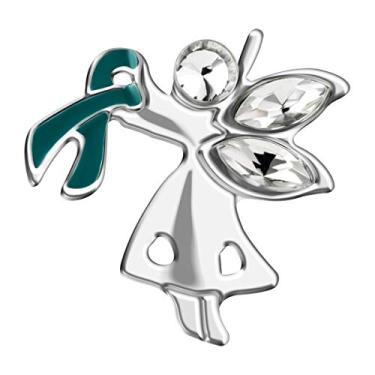 Imagem de Fita de arrecadação de fundos para uma causa | Broche de anjo com fita de assalto sexual - Lindo anel de fita azul petróleo da My Side Lapel Pin para eventos de conscientização de assédio sexual e para dar de presente