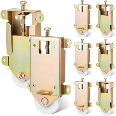 Imagem de Therwen Conjunto de substituição de 8 peças de rodas de rolo de porta de armário com espelho deslizante, rodas de rolamento de esferas côncavas de nylon de 2 1/2 polegadas, furos de 6,5 cm, ferragens