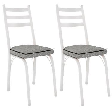 Imagem de Kit 2 Cadeiras Para Cozinha Tubular D-13 Nara De Aço Branco/grafiato
