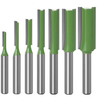 Imagem de Kit 7 Fresas Retas 3 A 12Mm Haste 6Mm Para Tupia Metal Duro - Dremax