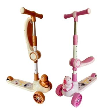 Imagem de Patinete Infantil Capivara 2 em 1 com Banco, 3 Rodas, Luzes e Música, para Crianças acima de 3 Anos, Rosa ou Marrom (MARRON)