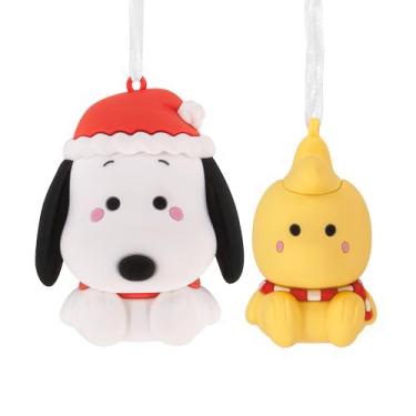 Imagem de Hallmark Better Together Peanuts Holiday Snoopy e Woodstock Enfeites de Natal magnéticos, conjunto de 2, presentes para fãs do Peanuts