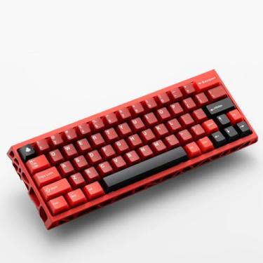 Imagem de Conjunto de teclas PBT 164 teclas com perfil cereja vermelho e preto 60% 65% 75% 100% sublimação de tinta Costom para teclados mecânicos Cherry Gateron MX Switches