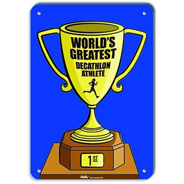 Imagem de PetKa Signs and Graphics Placa de plástico PKWG-0286-NP_7x10 "World's Greatest Decathlon Athlete", 17,8 cm x 25,4 cm, azul troféu
