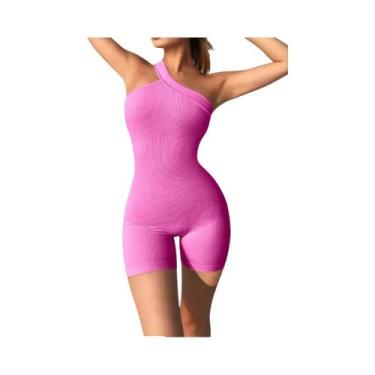 Imagem de Macacão Canelado para Ioga e Fitness - Alça Espaguete, BR-M, Rosa