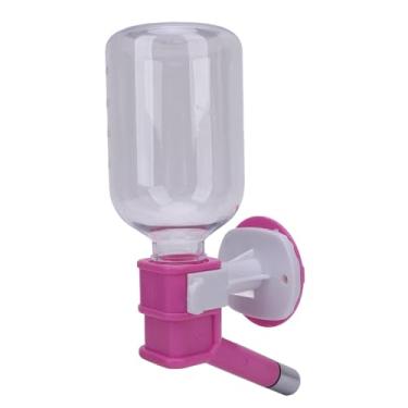Imagem de Phefop Garrafa de água Pendurada para Animais de Estimação 300 Ml Capacidade de Aço Inoxidável Rolamento de Gaiola Garrafa de água para Cães Gênios Porquinhos Pequenos Animais Com Design (Rosa