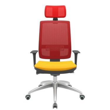 Imagem de Cadeira Office Brizza Tela Vermelha Com Encosto Assento Poliéster Amar
