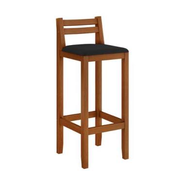 Imagem de Banqueta em Madeira Maciça Ibiza Balcão 98 Cm com Encosto - Malbec Ass