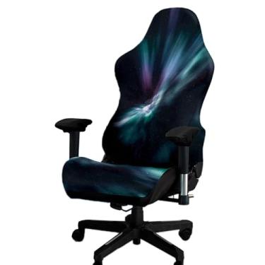 Imagem de Kitegrese Capa para cadeira de jogos impressa, capa de cadeira de jogo extensível à prova de arranhões com capa de braços (D)