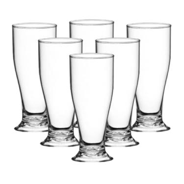 Imagem de Kit 6 Copos de Cerveja Transparentes de Acrílico, 300 ml, Taça Tulipa