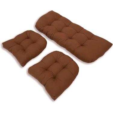 Imagem de Conjunto De 3 Almofadas Para Móveis De Pátio De Vime Ao Ar Livre, Almofadas De Cadeira De Vime Tufted Para Todas As Condições Climáticas Para Móveis De Pátio, Claret