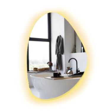 Imagem de Espelho Orgânico Led Decorativo 51x35 Lapidado Sala Banheiro - Fox Com