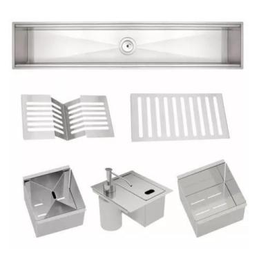 Imagem de Kit Canal Organizador Calha Escorredor Úmido 105cm Tramontina