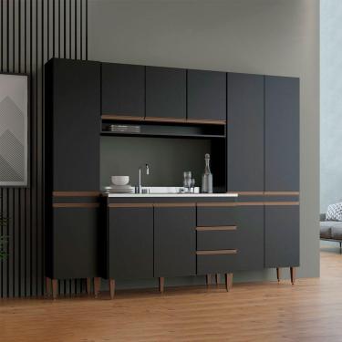 Imagem de Cozinha Compacta Com Paneleiro Sabrina 4pçs Mdp Menu Móveis Preto