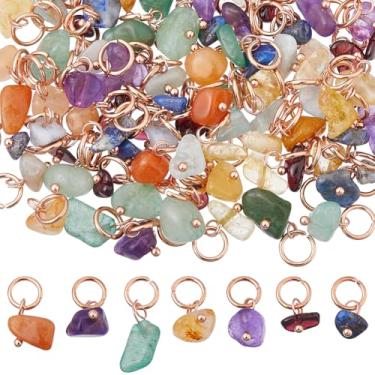 Imagem de SUPERFINDINGS 84 peças, pingentes de pedra natural mista, 7 cores, pingentes de pedra natural, pingentes de pedra de cristal com anel de salto de aço inoxidável para colar e pulseira de joias