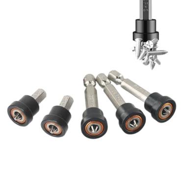 Imagem de Teursa Conjunto de 5 peças TEURSA ® Conjunto de parafusos magnéticos premium para drywall - brocas PH2 para placa de gesso - Broca de posicionamento hexagonal - Instalação fácil de drywall - Acessório