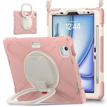 Imagem de MEEgoodo Capa para iPad Air 5ª geração 11 polegadas 2022 2020/iPad Pro M2 11 polegadas 4ª/3ª/2ª/1ª geração 2022 2021 2020 2018 com porta-lápis, suporte e alça para crianças, ouro rosa