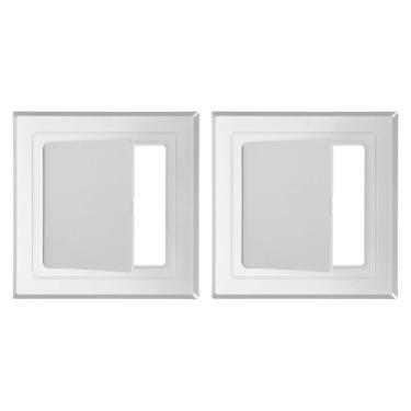 Imagem de PATIKIL Painel de acesso autoadesivo de 10 x 10 cm, 2 peças de portas de acesso de encanamento ABS capa fácil de parede para fiação de cabos elétricos de encanamento de drywall, prata (100 x 100 mm)