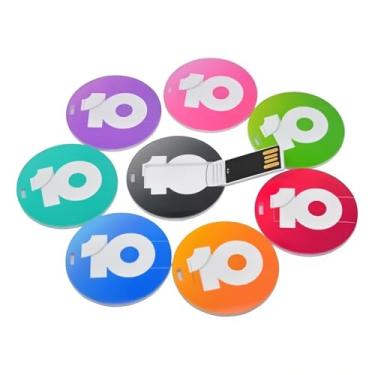 Imagem de Flash drive USB de cartão redondo personalizado, pen drives USB 2.0 personalizados em massa, opções de marca personalizada, ideal para brindes corporativos e brindes promocionais de negócios (512 MB
