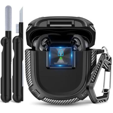 Imagem de Capa Sucure Lock para Bose Quietcomfort Ultra (2023) / Bose QC II (2022) Capa com clipe de trava e kit de limpeza, capa rígida resistente a impactos para fones de ouvido com homens e mulheres (preto)