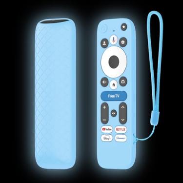 Imagem de LEFXMOPHY Capa para dispositivo de streaming onn Google TV 4K Pro (2024) Android TV Box Remote, capa de silicone que brilha no escuro - azul