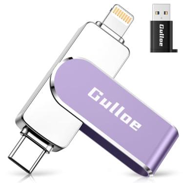 Imagem de Gulloe Flash Drive de 256 GB destinado a iPhone, armazenamento em cartão de memória para backup de fotos e vídeos, compatível com iPhone iPad Android PC, Plug and Play, sem necessidade de aplicação