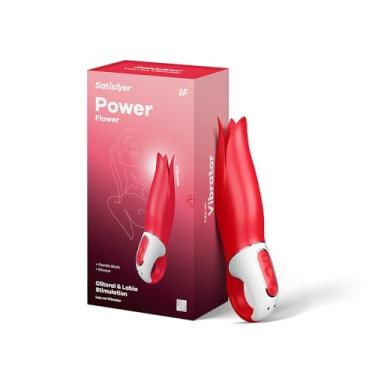 Imagem de Satisfyer Power Flower Vibrador - Estimulador de Ponto G e Clitóris, Dildo Vibratório, Pétalas Esvoaçantes, 12 Programas de Vibração, Anel de Retenção - Silicone Macio, À Prova d'Àgua, Recarregável