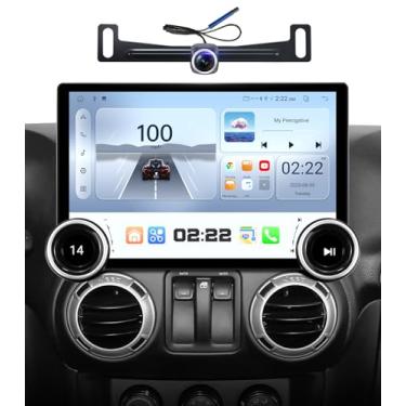 Imagem de Rádio de carro estéreo navegação GPS para Jeep Wrangler JK Compass Grand Cherokee Dodge Ram Carplay Android Auto 29.2 cm tela sensível ao toque substituição espelhamento SWC tela dividida AM botões