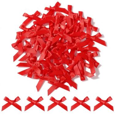 Imagem de Choicbaby 50 peças de mini laços de cetim vermelhos pequenos laços de fita vermelha para presente decoração para artesanato faça você mesmo, alfinetes de torcida, caixa de presente, cartão de Natal