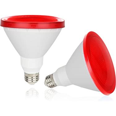 Imagem de Lâmpada de LED vermelha PAR38, 15 W (equivalente a 100 watts), base E26 - pacote com 2 para casa, varanda, decoração de festa e iluminação de férias